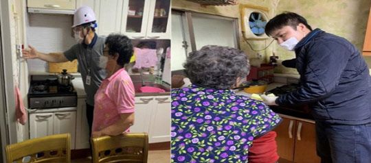 서울시 소방재난본부 직원이 안전취약계층의 가구에 직접 방문해 가스차단장치(가스 타이머콕)를 설치하고 사용법 등을 거주자에게 안내하고 있다.[서울소방재난본부 제공]